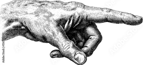 Vintage hand gesture engraving for mobile touchscreen and swipe gesture design