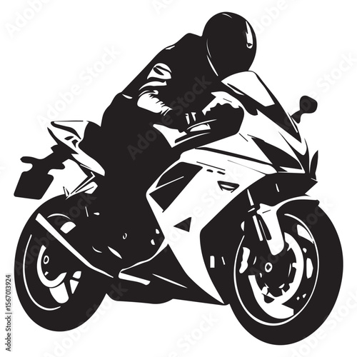 Silhouette of a motorcycle rider in motion on a sportbike