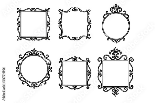 Vintage Frame Silhouette Vector Set – Decorative Retro Borders and Baroque Wall Decor on White Background