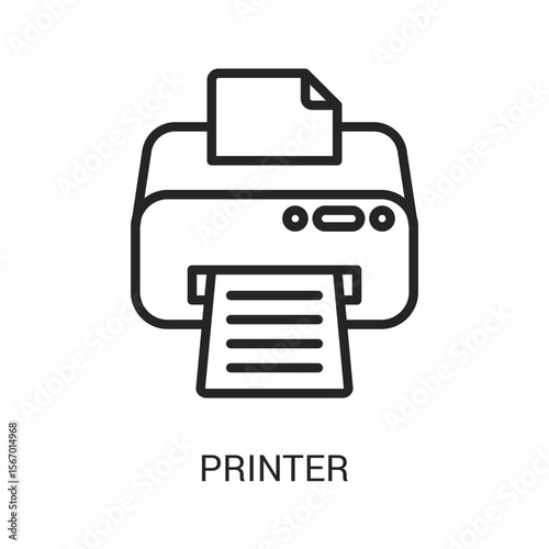 Printer Icon Line Style. Graphic Design In The Form Of Vector Illustrations