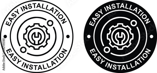 Easy Installation Label – Vector Badge Icon Sign for Packaging and Product Instructions