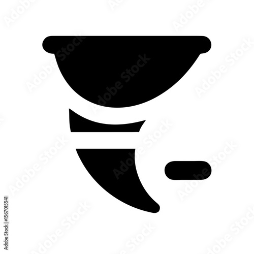 Bold black icon representing a hurricane or cyclone, symbolizing severe weather, storms, and natural disasters in forecasts or alerts.
