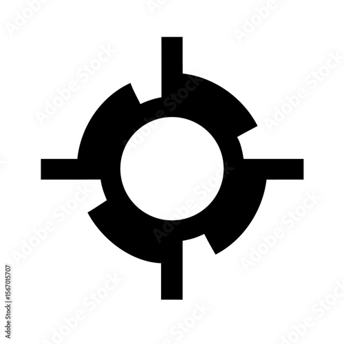 Simple black icon of a circular roundabout symbol with directional arrows, commonly used in traffic signs, maps, or navigation apps.
