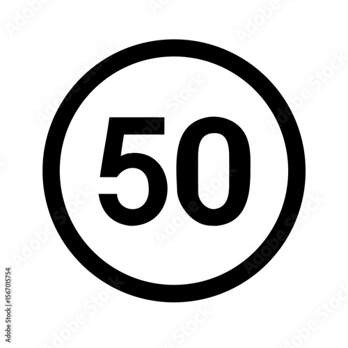Speed Limit 50 Sign Icon in Black Circle
