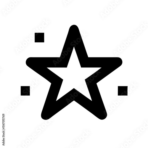 Simple black outlined star symbol with small sparkles, often used for ratings, favorites, highlights, or achievement graphics.
