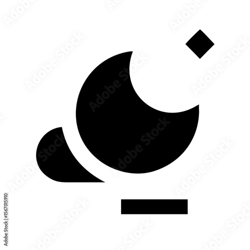 Minimal black icon showing a crescent moon with a star, representing clear night weather conditions for forecasts and UI use.
