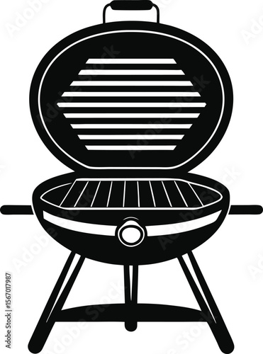 Black silhouette icon of a kettle barbecue grill