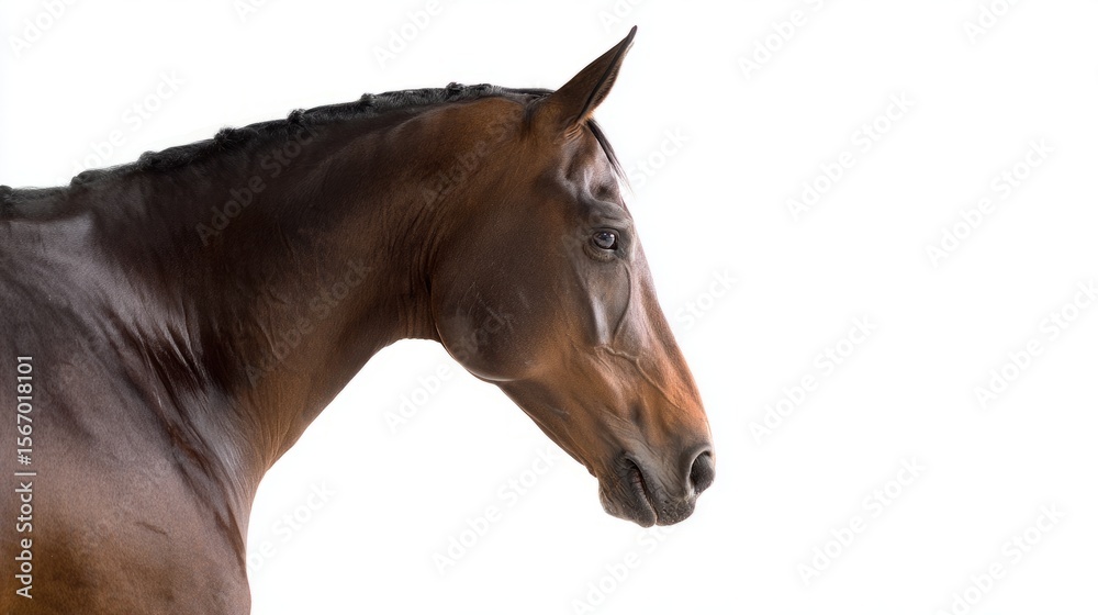 Fototapeta premium Majestic bay horse in profile, serene and powerful gaze, embodying grace and strength 