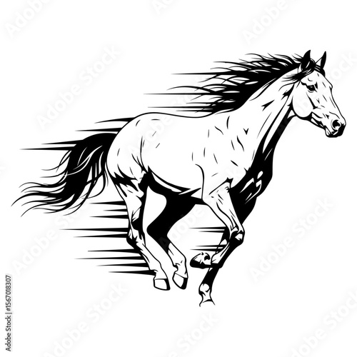 Horse Black and White Vector Design 2