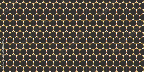 Seamless golden honeycomb metal grid pattern texture design