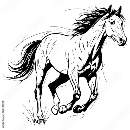 Horse Black and White Vector Design 4