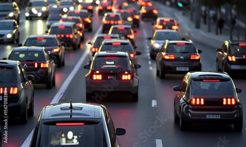 Evening rush hour traffic jam