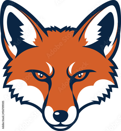 Fierce fox mascot logo icon vintage serif text vector illustration