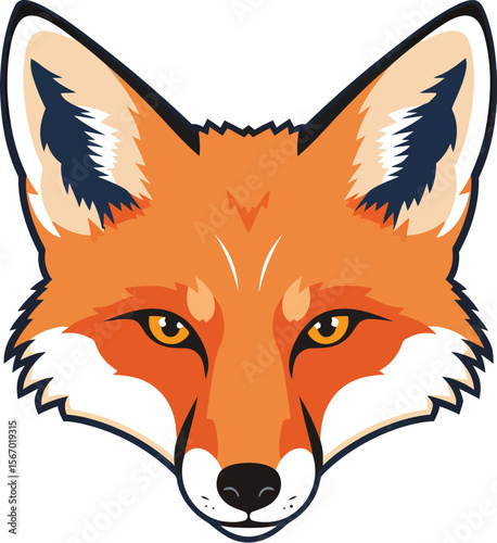 Red fox head mascot logo icon vintage serif vector illustration