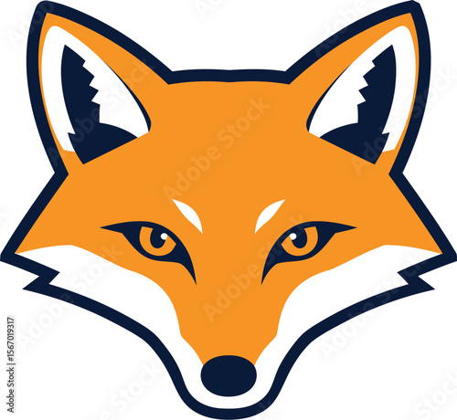 Orange fox mascot logo icon vintage serif vector illustration