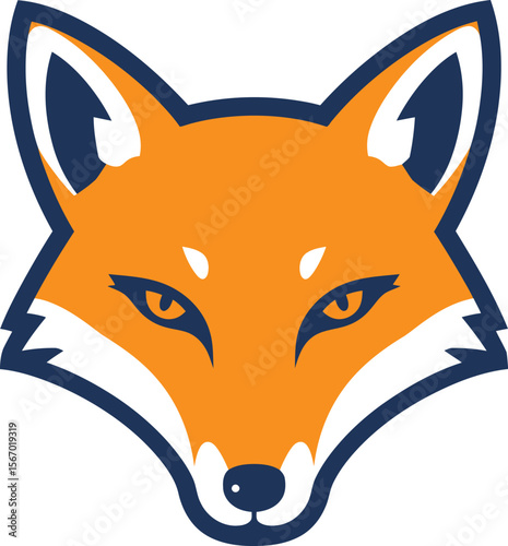 Orange fox mascot logo icon vintage serif text vector illustration
