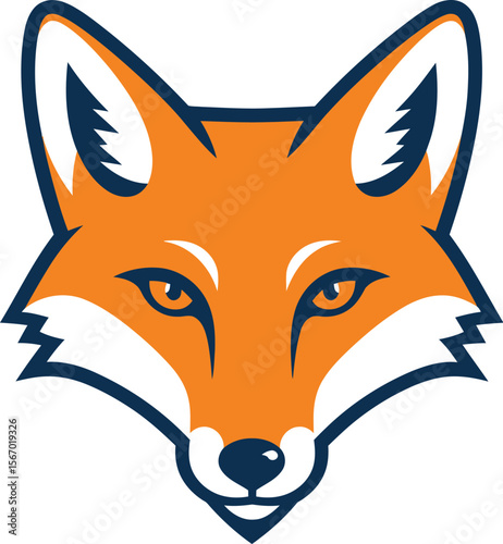 Orange fox mascot logo icon vintage serif vector illustration