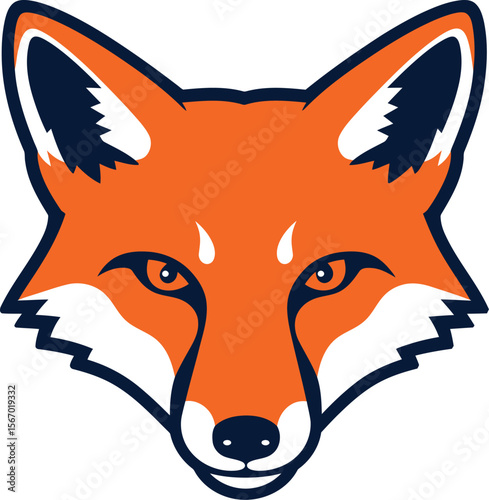 Orange fox mascot logo icon vintage serif text vector illustration