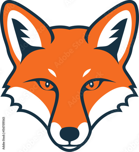 Orange fox mascot logo icon vintage serif vector illustration