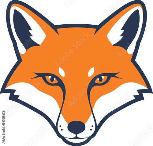 Orange fox mascot logo icon vintage serif vector illustration
