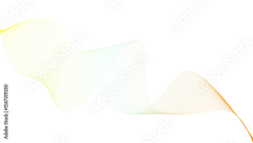 Vector curvy abstract line art wavy flowing dynamic colorful lines white background in concept music or sound, wave, wind, information flow	
