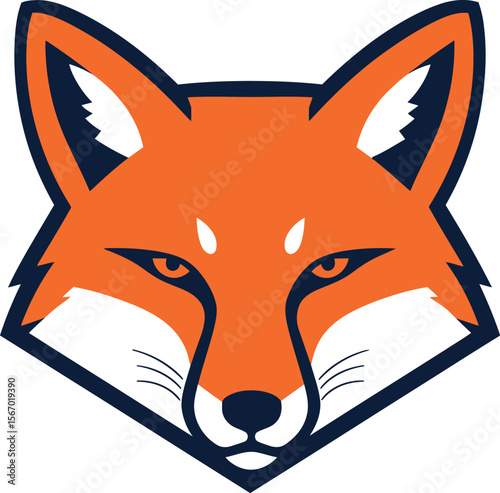 Orange fox mascot logo icon vintage serif vector illustration