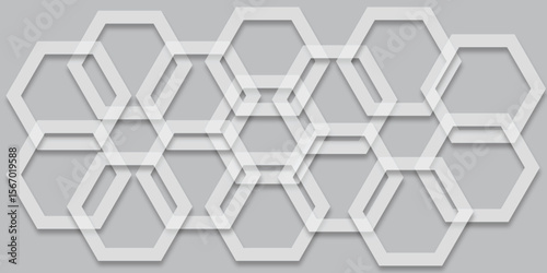 Seamless geometric hexagon pattern with a modern 3D honeycomb structure for a technology-inspired abstract background design