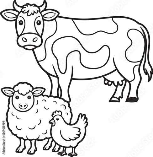 Cow and calf illustration in a barnyard scene, perfect for farm or rural-themed designs.