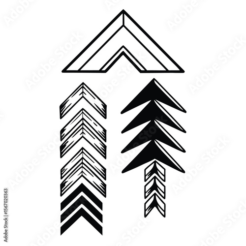 Abstract Geometric Arrows Collection A vibrant and modern design featuring a diverse array of colorful abstract arrows arranged in a dynamic and eye catching composition