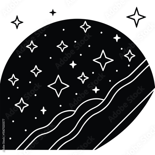 Enchanting night sky illustration featuring stars constellations and celestial elements perfect for backgrounds posters or designs needing a touch of magic and wonder with vibrant