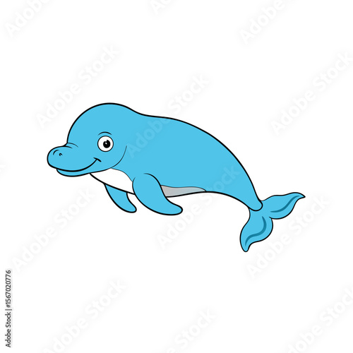 Beluga Whale Colored Vector Graphic Design
