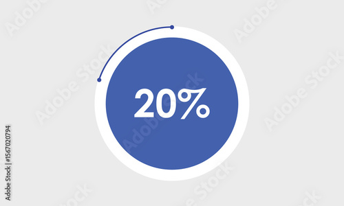 vector pie chart. 20% pie chart. 20 percent  graph chart. pie chart illustration. business graph