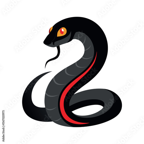 Black Mamba Snake Color Vector Illustration