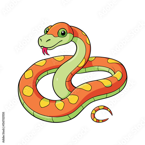 Boa Constrictor Vector in Color on White