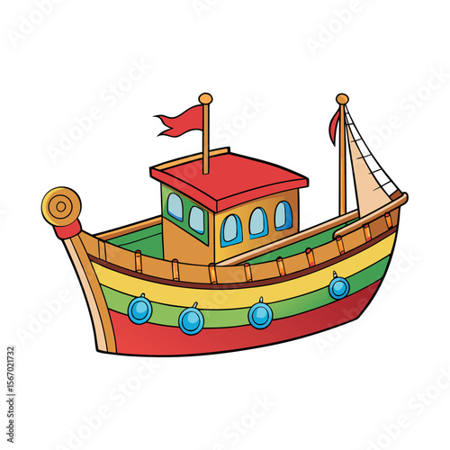 Simple Dhow Color Vector Design on White Background