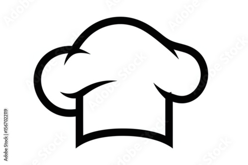 A chef's hat design in simple black outline, perfect for culinary arts, restaurants, and food related design projects with a professional style.