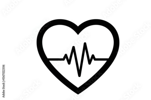 Heartbeat in heart shaped graphic, a simple health and medical icon useful for logos, app design, and vector design projects relating to wellness