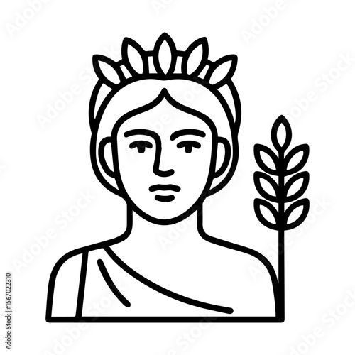 line icon mythical creature Demeter vector on white background
Vector line icon on white background