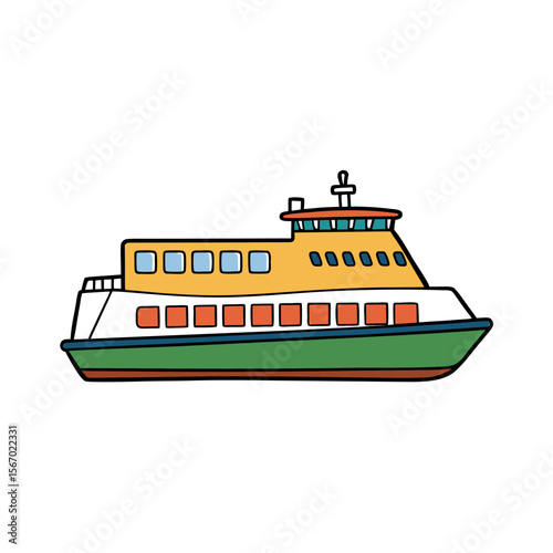 Colorful Electric Ferry Illustration with White Background