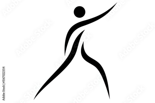 Stylish figure design portrays fitness, dance, or movement in a minimalist style for logo or branding applications with smooth lines.