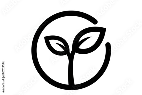 Elegant botanical design showing a plant sprout within a circle, ideal for organic product branding or sustainable business logo needs.