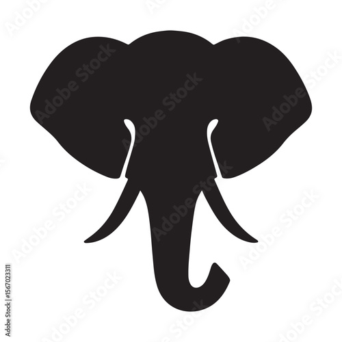 Elephant Head Silhouette Icon – Minimal Wildlife Vector Design

