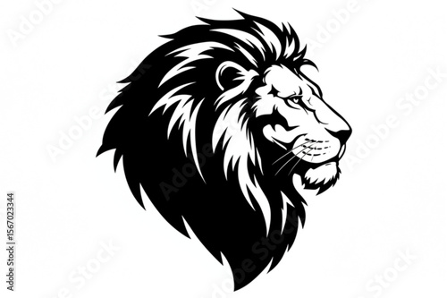 A majestic lion head design with a detailed mane presents a powerful symbol perfect for branding or creating distinctive logos.