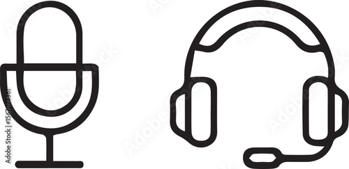 Black headphones isolated on white background for music and audio listening	
