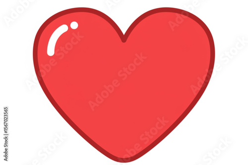 A charming red heart graphic with a highlight element, perfect for expressing love, affection, or use in designs related to Valentine's Day.