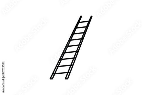 Simple Black and White Ladder Illustration in Silhouette Style silhouette