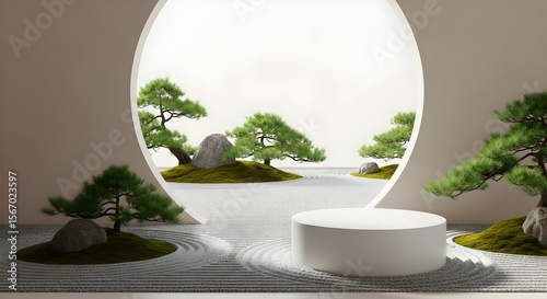 Zen garden podium display interior