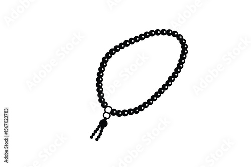Elegant Rosary Beads with Tassel in Black Silhouette Style