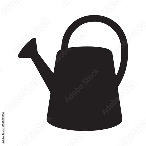 Watering Can Silhouette Icon – Gardening Tool Vector Illustration

