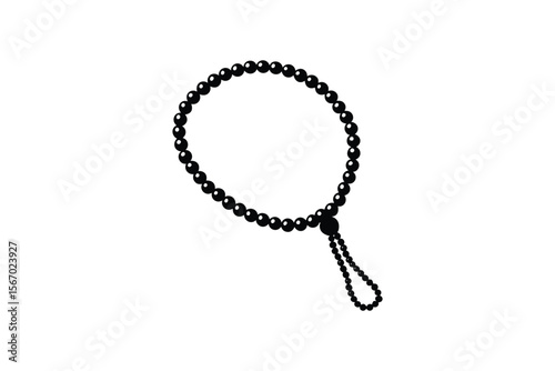 Elegant Islamic Prayer Beads or Tasbih Silhouette on White Background